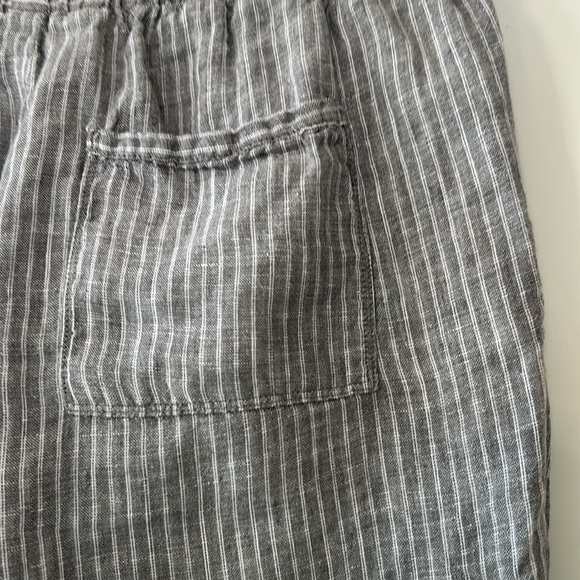 Ellen Tracy Linen Gray Pinstripe Pull-On Pants w Pockets, StringTies Medium - Picture 11 of 11